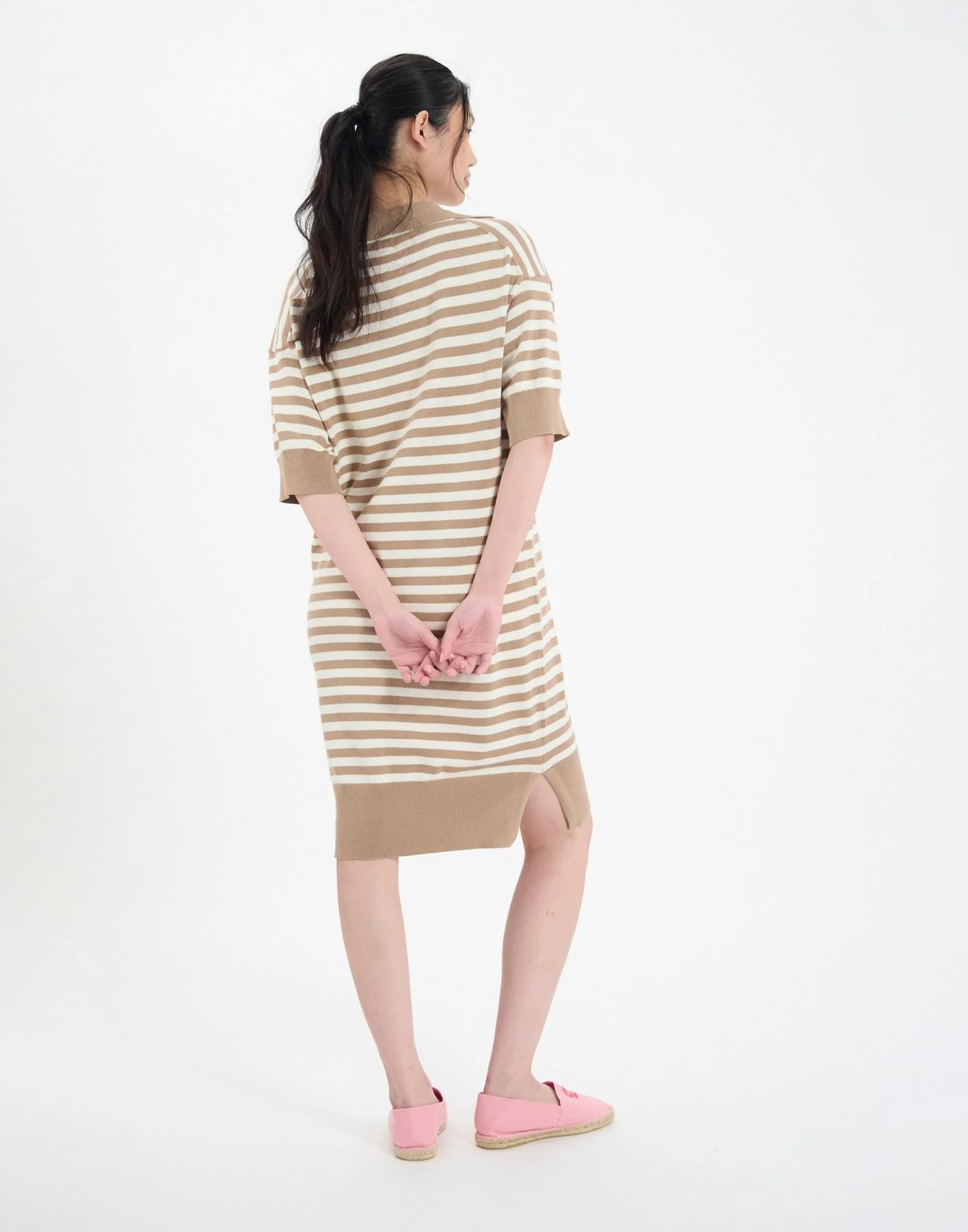 Robe Océane en coton beige à rayures – Image 5
