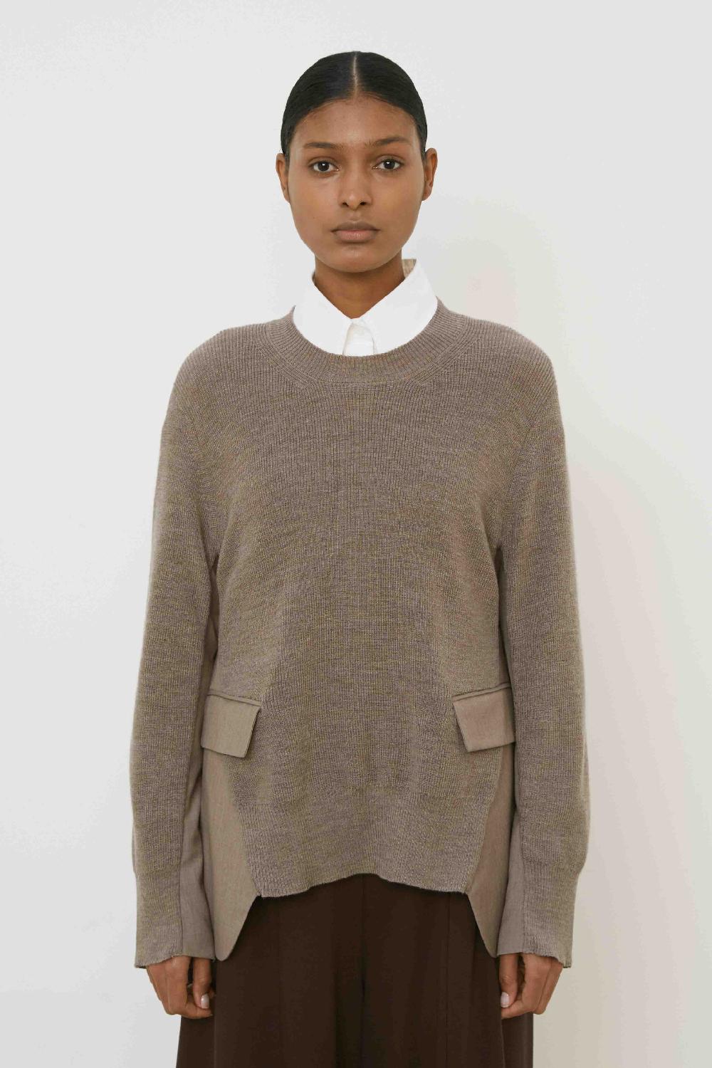 Pull en Laine avec Détails en Tissu – Meimeij – Image 3
