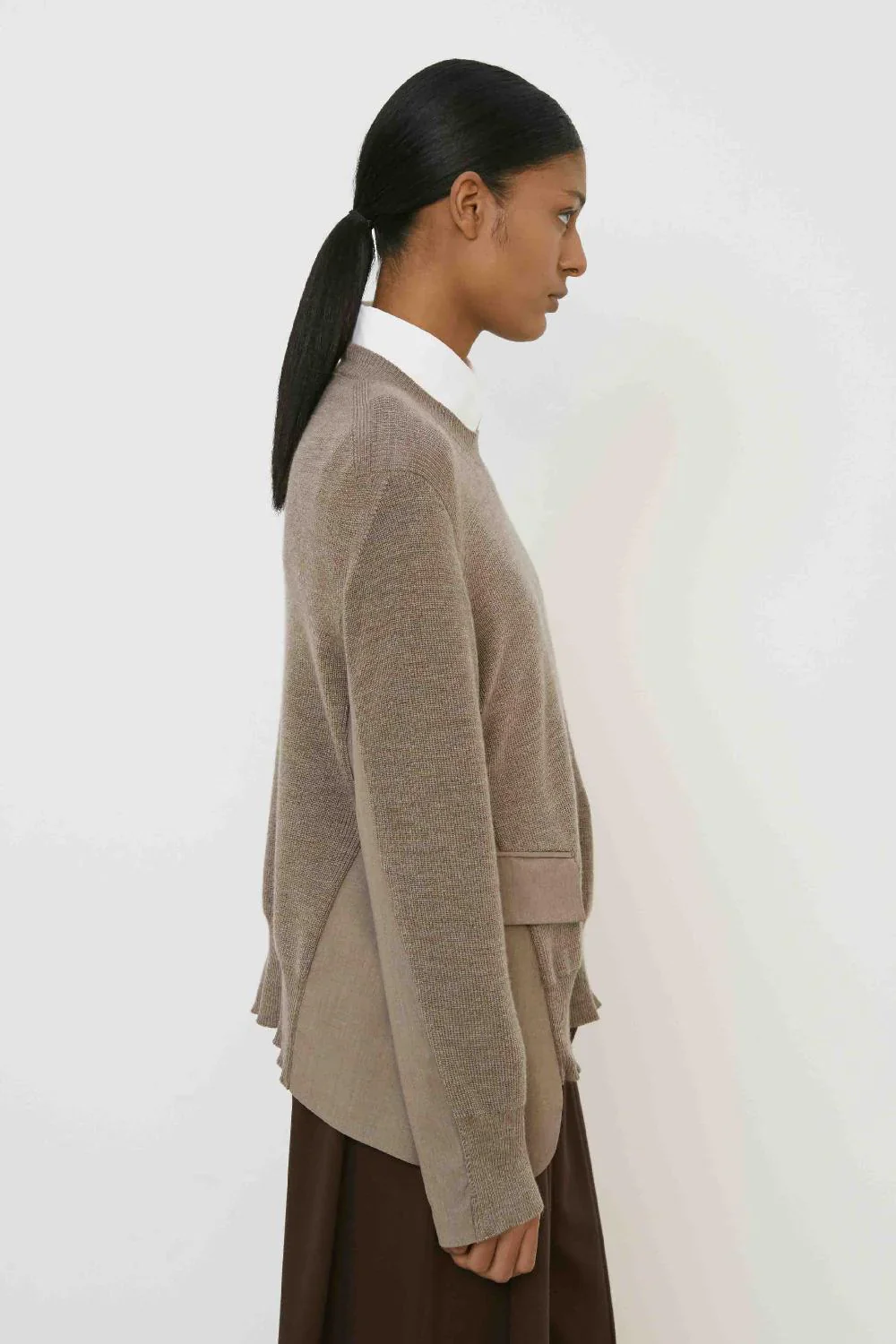 Pull en Laine avec Détails en Tissu – Meimeij – Image 6